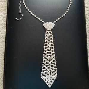 Tie rhinestone necklace